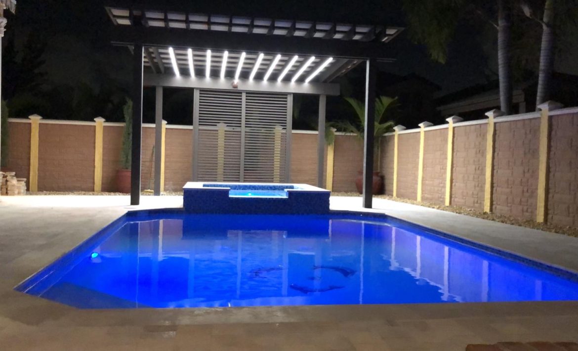 Spa, Paver, Pool remopdeling and pergola